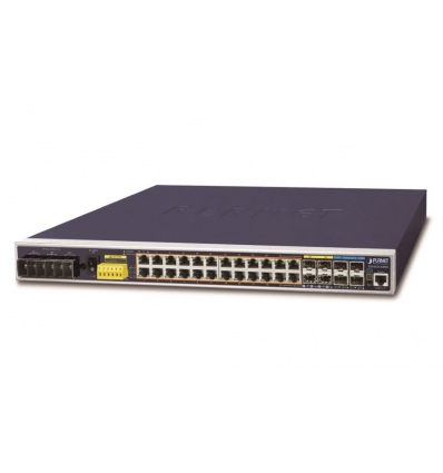 Planet IGS-6325-24P4X průmyslový L3 switch, 24x1Gb, 4x10Gb SFP+, PoE 802.3at 440W, 48-56VDC, -40~75°C, IP30, fanless
