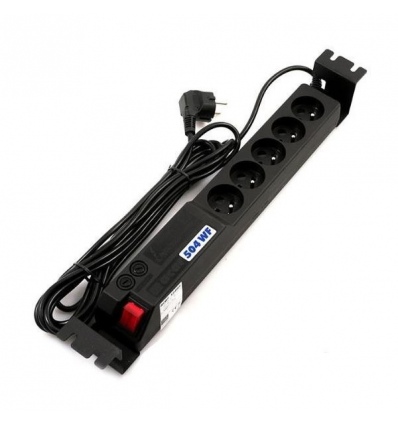 ACAR 19" rozvodný panel 5x 230V, ČSN, kabel 3m, přepěťová ochrana, filtr proti rušení, 2x pojistka, montáž do racku