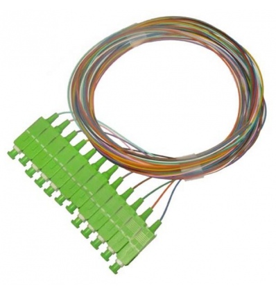 XtendLan FO pigtail SC/APC, 9/125, 0,9mm, 1m, LS0H, sada 12 pigtailů různé barvy, G.652d