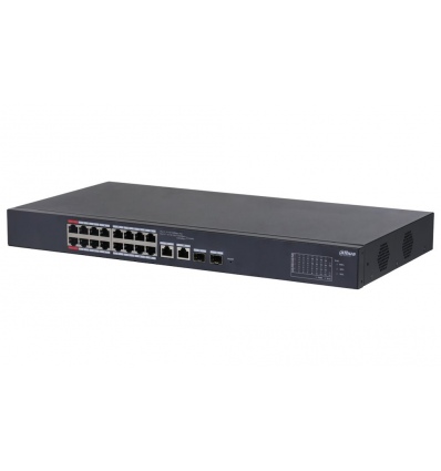 Dahua PoE switch 16x 100Mb + 2x SFP 1Gb, PoE 802.3af/at/bt/Hi-PoE 135W, cloud správa