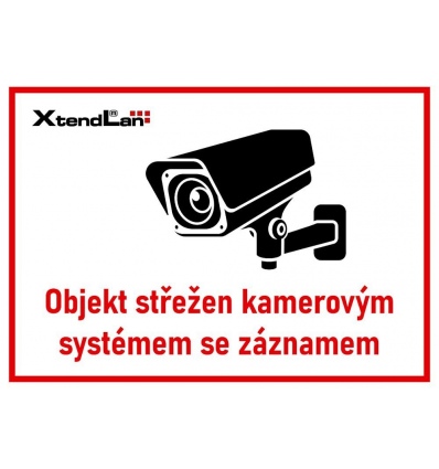 XtendLan Bezpečnostní tabulka pro kamerové systémy, transparentní, 210x150mm