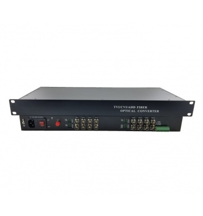 XtendLan HD-CVI/AHD/TVI/PAL opto konvertor, až do 1080p, 16x Video, 1xCOM, ST,single i multimode, pár