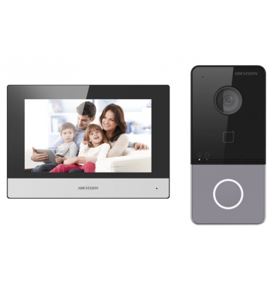 Hikvision DS-KIS603-P(C) kit IP videotelefonu, bytový monitor + dveřní stanice + 2x zdroj