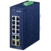 Planet IFGS-1222TF průmyslový L2 switch, 8x 10/100TX, 2x 1Gb, 2x 1Gb SFP, -40~75°C, 9-48VDC, IP30, fanless, RING