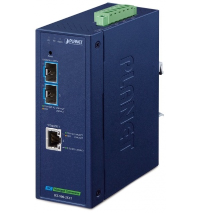 Planet IXT-900-2X1T průmyslový konvertor 1x 10G Base-T / 2x SFP+ 10GBase-X, IP40, -40~75°C, dual power, SNMP