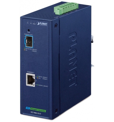 Planet IXT-900-1X1T průmyslový konvertor 1x 10G Base-T / SFP+ 10GBase-X, IP40, -40~75°C, dual power, SNMP