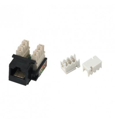 XtendLan Keystone jack RJ45, narážecí, CAT5e, UTP, s krytkami proti prachu, černý