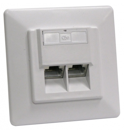 XtendLan Zásuvka 2x RJ45 stíněná, CAT 5e, pod omítku, šikmý vývod, narážecí dual
