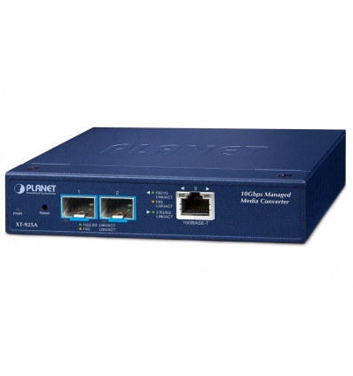 Planet XT-925A průmyslový konvertor, 1x10GBase-T - 2x10GBase-X SFP+, 0~50°C, DIN