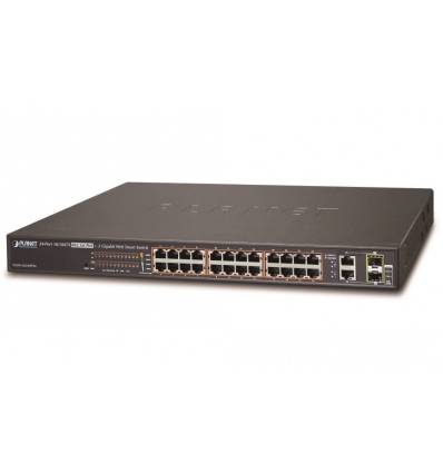 Planet FGSW-2624HPS4 L2 switch, 24x100Mb, 2x1Gb SFP, 24x PoE 802.3at 420W