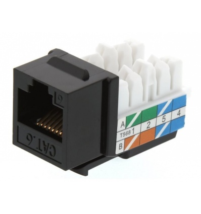 XtendLan Keystone jack RJ45, narážecí, CAT6, UTP, 90 st., narážení shora, černý