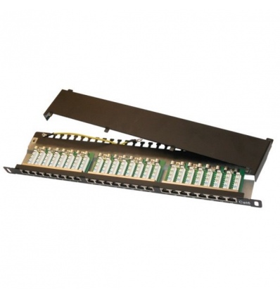XtendLan Patch panel 19", 0.5U, 24 portů RJ-45, Cat6, stíněný, černý