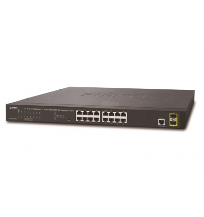 Planet GS-4210-16T2S L2 switch, 16x 1Gb, 2x 1Gb SFP, QoS, fanless