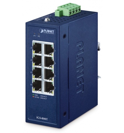 Planet IGS-800T Kompaktní Průmyslový Switch 8x1Gb RJ45, -40 +75°C, IP30, EFT+ESD, 9-48VDC, fanless