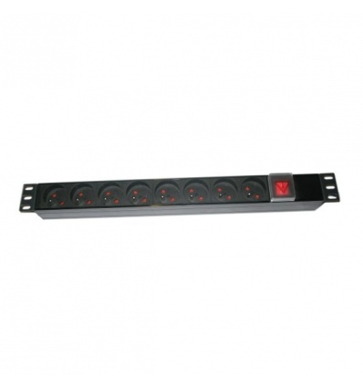 XtendLan 19"/1U rozvodný panel 8x 230V, ČSN, vypínač, 1,8 m
