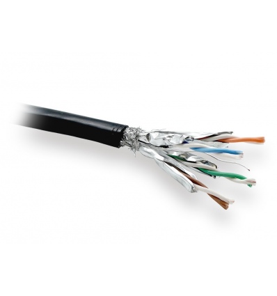 PLANET kabel SFTP, drát, Cat 6A, 4p, 500MHz, PE venkovní, stíněný každý pár, Planet Elite, černý, Dca, balení 500m