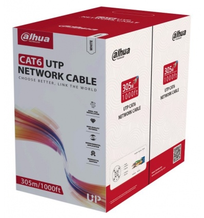 Dahua kabel UTP, Cat6, drát, 4pár, PVC, Dca (balení 305m)