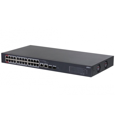 Dahua PoE switch 24x 100Mb + 2x SFP 1Gb, PoE 802.3af/at/bt/Hi-PoE 375W, cloud správa