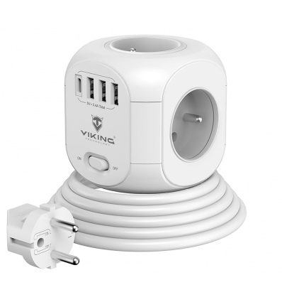 Síťový adaptér Viking AC Cube, rozbočovač, 8 výstupů