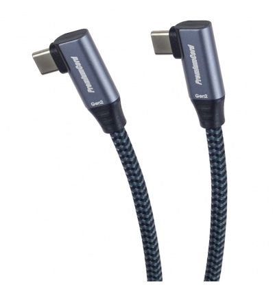 PremiumCord USB-C 2x zahnutý kabel, 3m