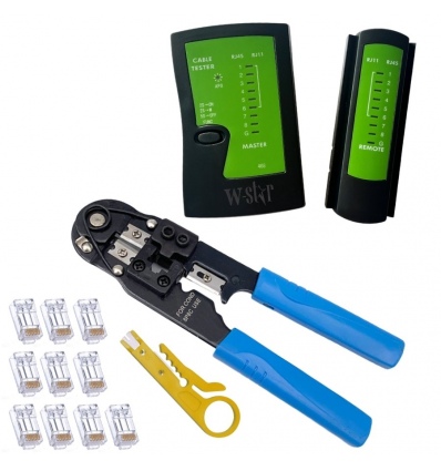 W-Star Sada nářadí pro sítaře WS140 tester RJ45, kleště RJ45, stripovač, 10x RJ45