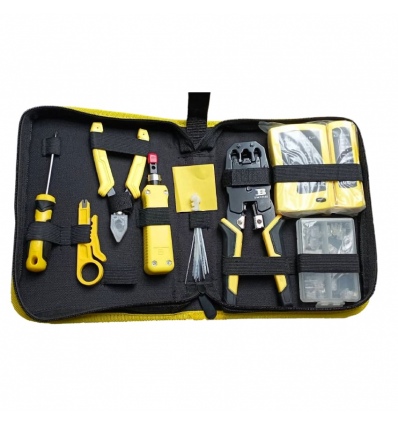 W-Star Sada nářadí pro síťaře WS5008, 10 kusů, tester RJ45, narážeč, kleště RJ45 RJ11,12
