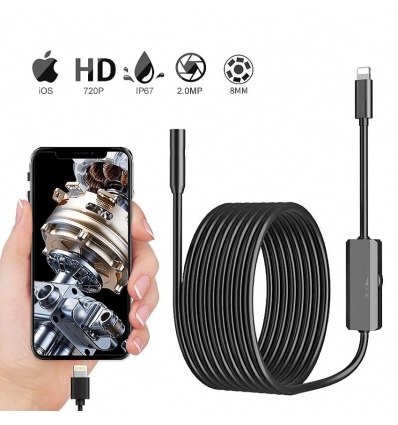 W-Star Endoskopická kamera WSE8x5HL sonda 8mm 5m HD tvrdý kabel lightning