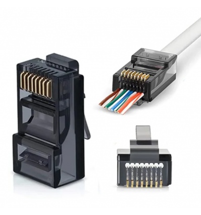 W-Star Konektor UTP RJ45EZ Cat5e100ks pozlacený, černá, pass through RJ45EZ5KS