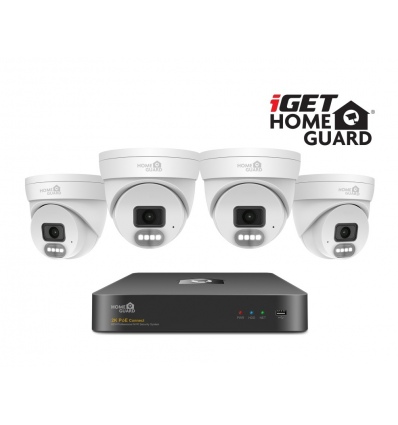 iGET HGNVK84804 - kamerový PoE set, 2K rozlišení, 8CH NVR + 4x kamera se zvukem, IR + LED, CZ app