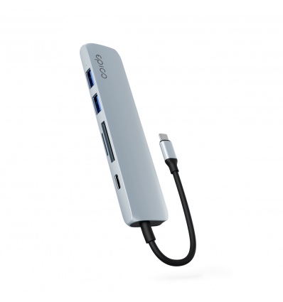 Epico 6v1 hliníkový USB-C 8K hub - modrá