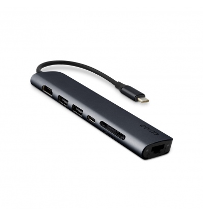 Epico 7v1 hliníkový USB-C 8K hub - inkoustová