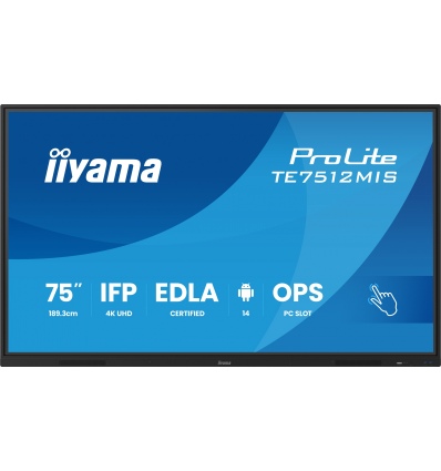 75" iiyama TE7512MIS-B4AG:IPS,4K,40P,USB-C