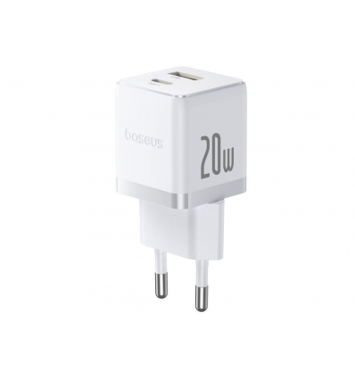 Baseus Rychlonabíječka do sítě Palm 20W 1xUSB-A 1xUSB-C PD QC 3.0 bílá