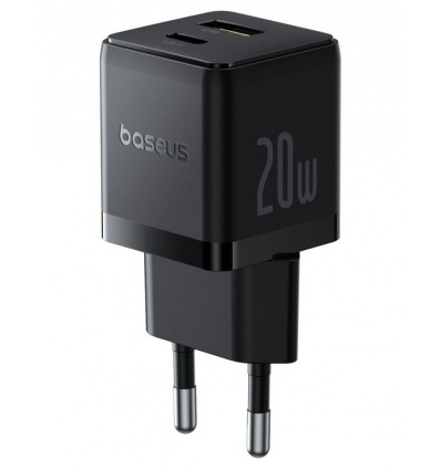 Baseus Rychlonabíječka do sítě Palm 20W 1xUSB-A 1xUSB-C PD QC 3.0 černá