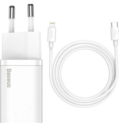 Baseus rychlonabíječka do sítě Super Si USB-C PD QC 20W s Lightning kabelem 1m bílá