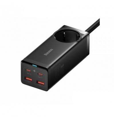 Baseus Rychlonabíječka do sítě GaN3 Pro, 2x USB-C, 2x USB + AC 100W s kabelem USB-C/USB-C černá