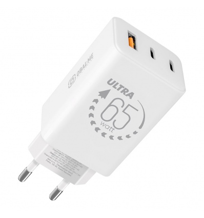 OBAL:ME GaN Cestovní Nabíječka USB-A + 2xUSB-C 65W White