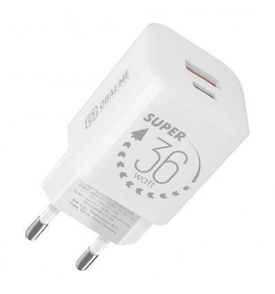 OBAL:ME GaN Cestovní Nabíječka USB-A + USB-C 36W White