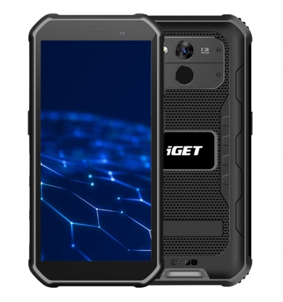 iGET T1 6 + 128 Black - odolný mobilní telefon