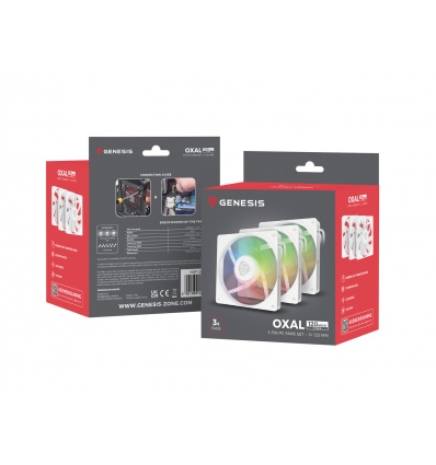 Ventilátor Genesis OXAL 120 ARGB, 3-Pack, Bílý