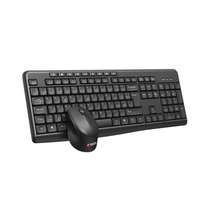 Klávesnice C-TECH WLKMC-04, bezdrátový combo set s myší, černý, USB, CZ/SK