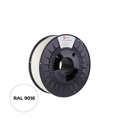 Filament C-TECH PREMIUM LINE, TPU 90A, flexibilní, dopravní bílá, RAL9003, 1,75mm, 1kg