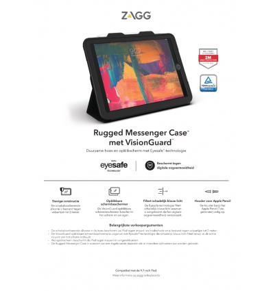ZAGG klávesnice Rugged Messenger Kryt UK + VG IPad 9.7