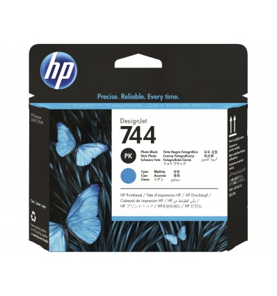 HP 744 Tisková hlava, černá a azurová, F9J86A