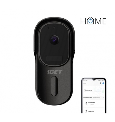 iGET HOME Doorbell DS1 Black - WiFi bateriový videozvonek, FullHD, obousměrný zvuk, CZ aplikace