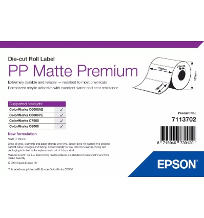 EPSON PP Matte Label Premium, Die-cut Roll, 105mm x 152mm, 800 Labels