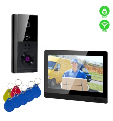 EVOLVEO DoorPhone AHD10, Sada domácího WiFi videotelefonu s ovládáním dveří a RFID, černý 10" monito
