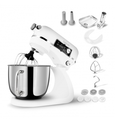 Salente DigiChef+, kuchyňský robot, mísa 6 litrů, celokovový, masomlýnek, digitální displej, bílý