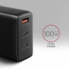 AXAGON ACU-DPQ100, GaN nabíječka do sítě 100W, 3x port (USB-A + dual USB-C), PD3.0/PPS/QC4+/Apple