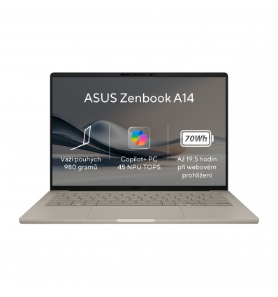 ASUS Zenbook A14/UX3407QA-OLED305W/SD-X1-26-100/14"/WUXGA/32GB/1TB/Adreno/W11H/Gold/2R